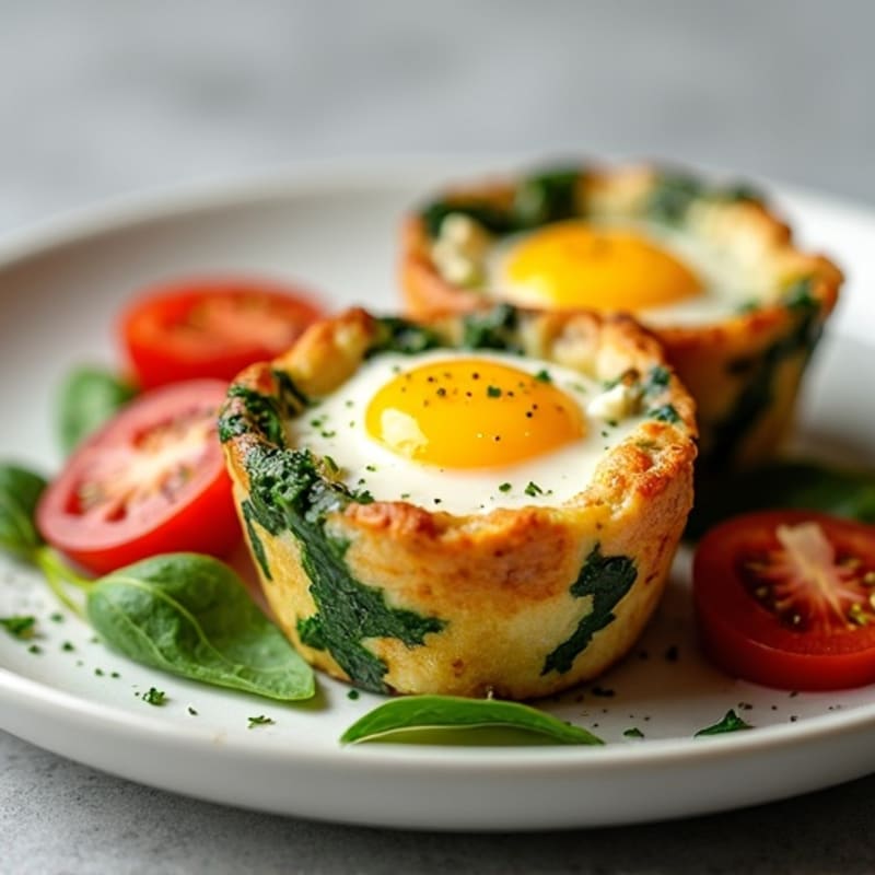 Baked Fluffy Egg Cups with Spinach and Feta