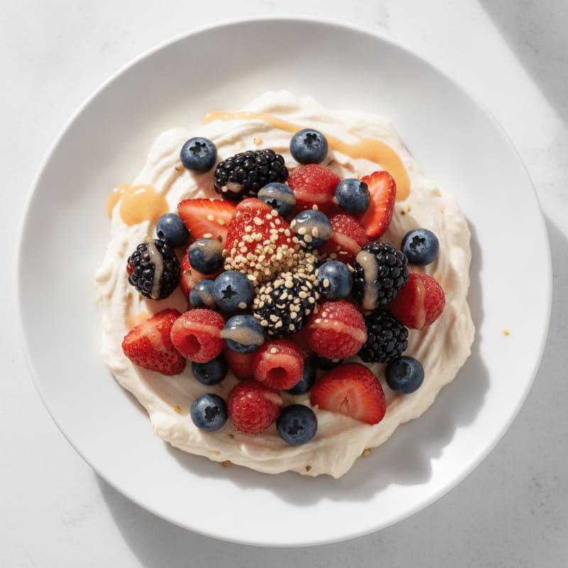 Silky Greek Yogurt Protein Mousse with Mixed Berries