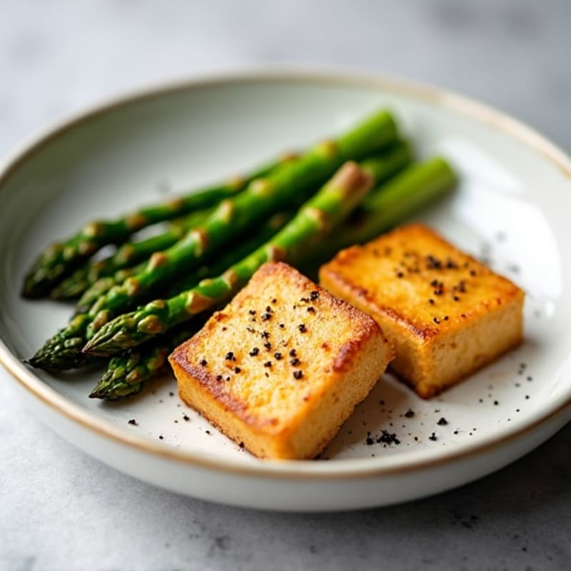 Crispy Baked Tofu with Roasted Asparagus