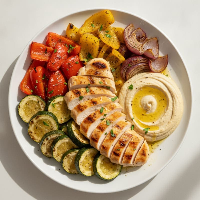 Mediterranean Hummus Platter with Roasted Vegetables