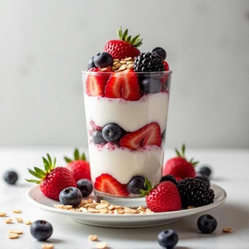 Greek Yogurt Protein Parfait with Mixed Berries and Almonds