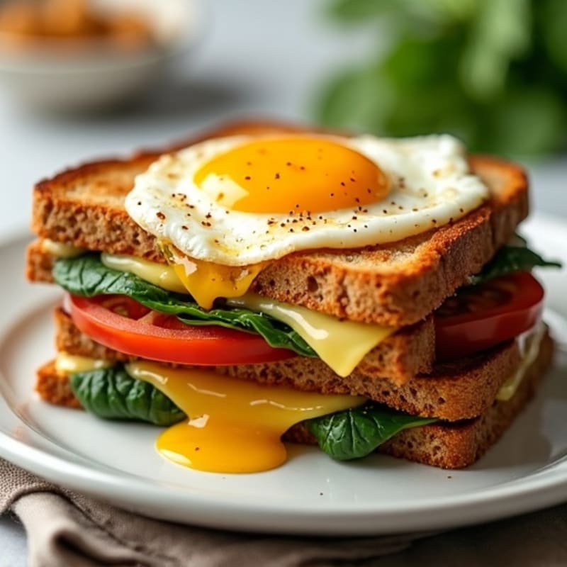 Whole Wheat Crispy Grilled Cheese with Fresh Spinach and Tomato