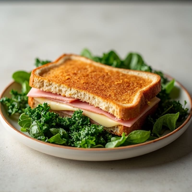 Lean Ham and Swiss Whole Grain Melt with Sautéed Greens