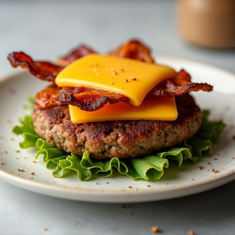 Lean Beef Patties with Crispy Turkey Bacon and Melted Cheddar