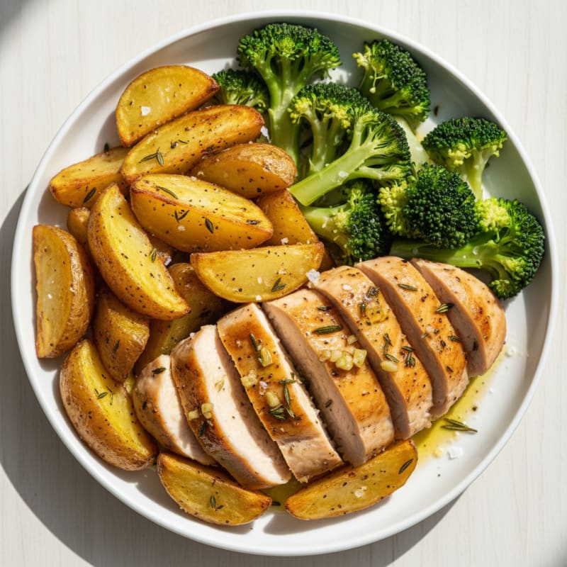 Garlic Herb Roasted Potatoes with Chicken