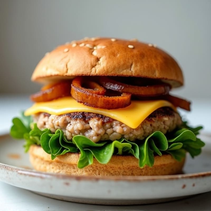 Lean Turkey Spinach Burger with Caramelized Onions
