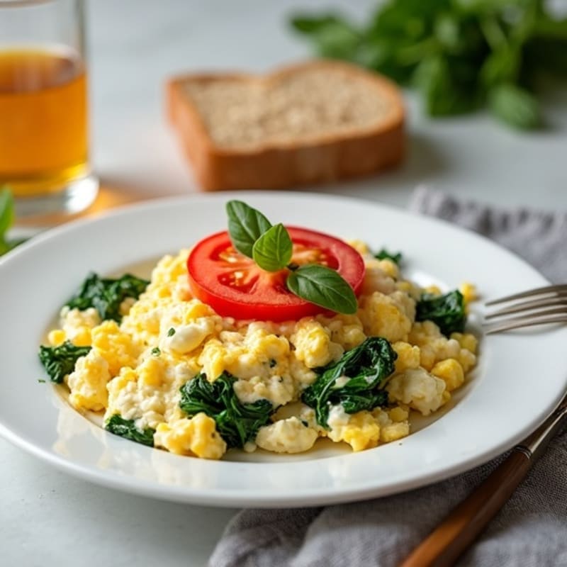 Egg White and Spinach Scramble with Cottage Cheese & Oats