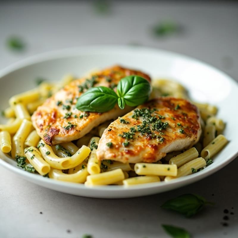 Creamy Herb-Roasted Chicken Pesto Pasta