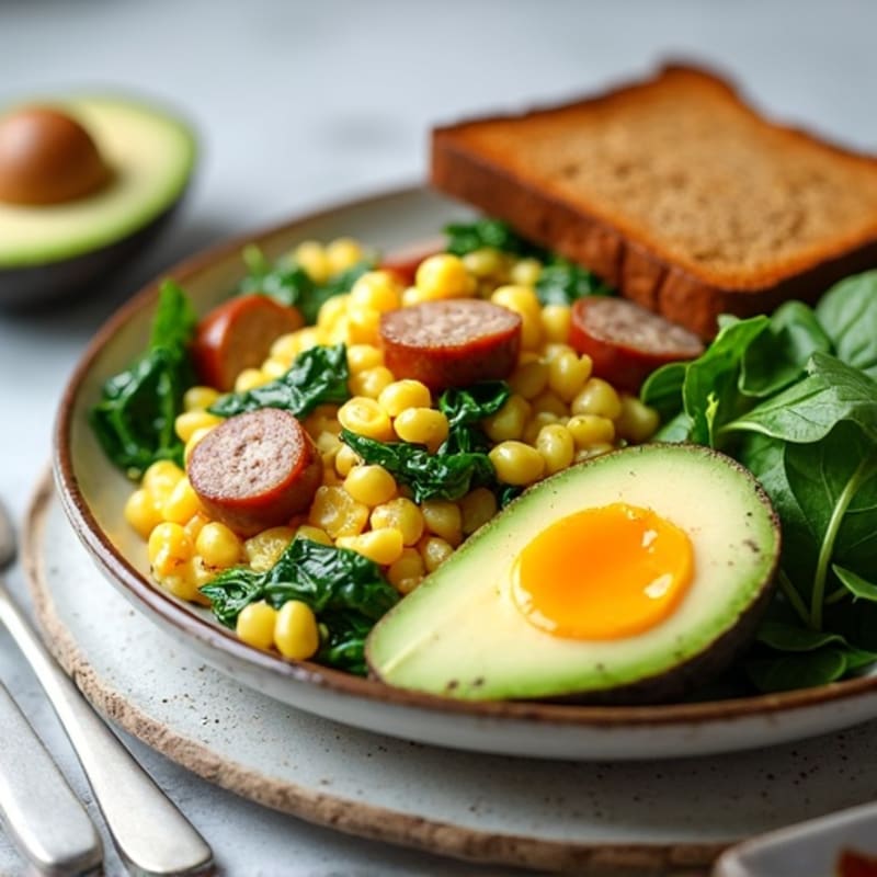 Egg White and Turkey Sausage Scramble with Spinach