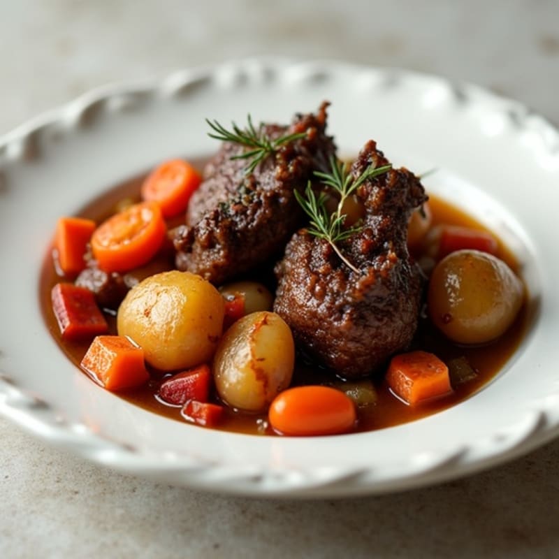 Tender Braised Oxtail with Hearty Root Vegetables