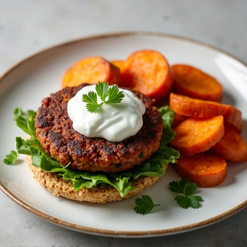 Healthy Smoky Black Bean Burgers with Roasted Sweet Potatoes