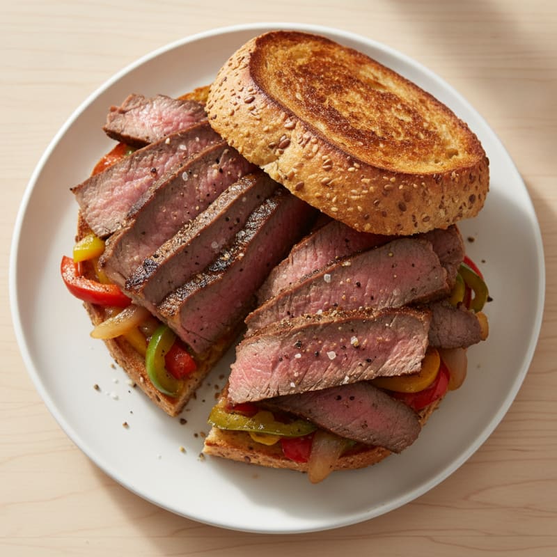 Sliced Beef Steak and Pepper Sandwich