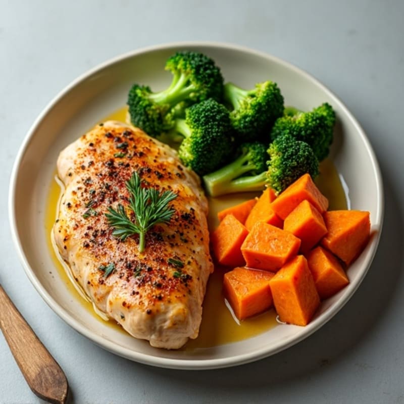 Herb-Roasted Chicken with Sweet Potato and Broccoli