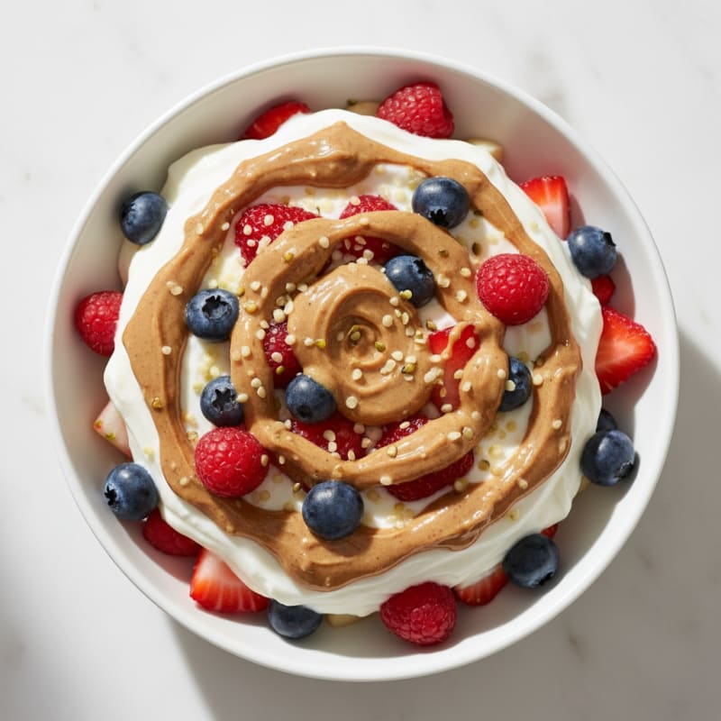 Creamy Greek Yogurt Bowl with Almond Butter and Mixed Berries