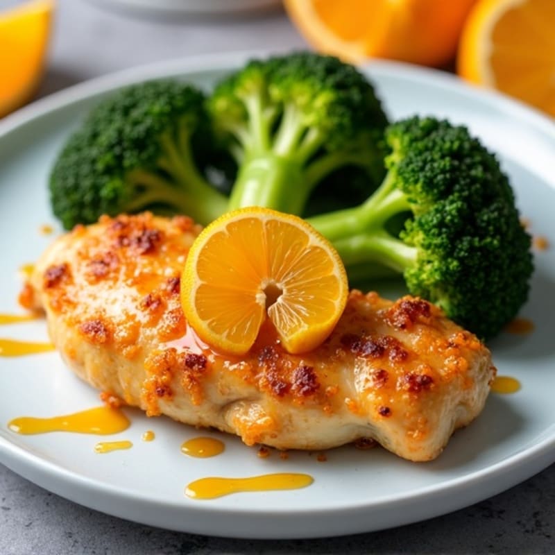 Crispy Orange Chicken with Roasted Broccoli