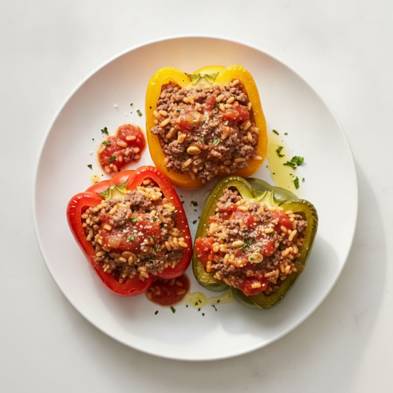 Beef and Rice Stuffed Bell Peppers