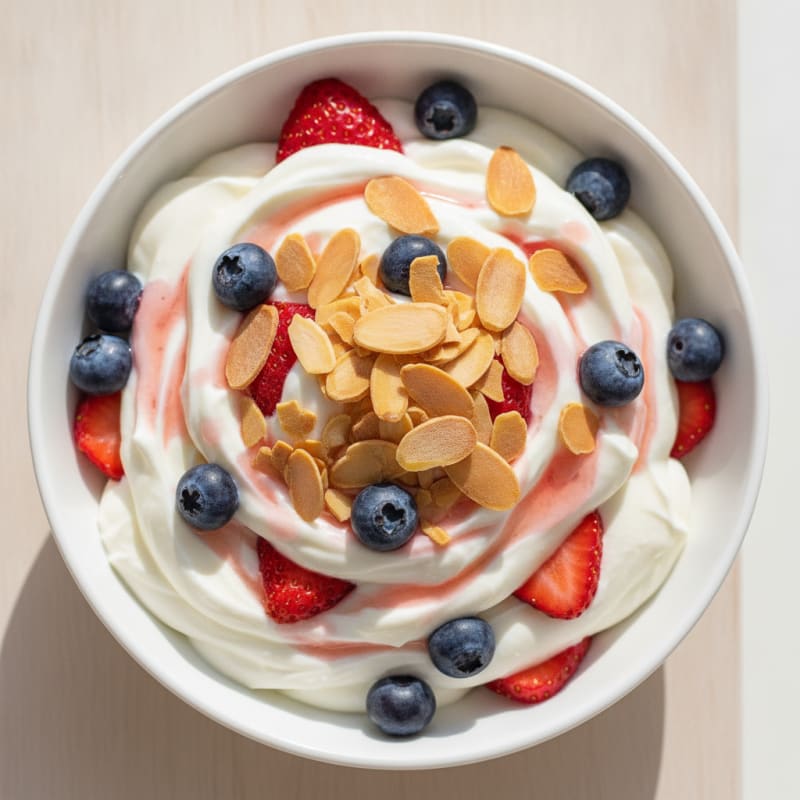 Greek Yogurt Protein Parfait with Mixed Berries and Almonds