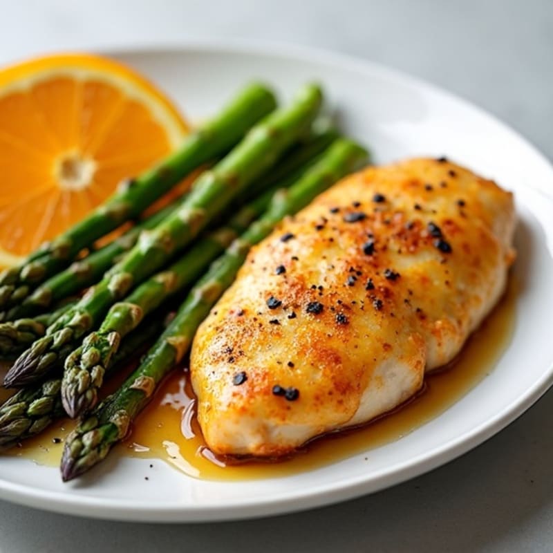 Healthy Zesty Orange Chicken with Roasted Asparagus