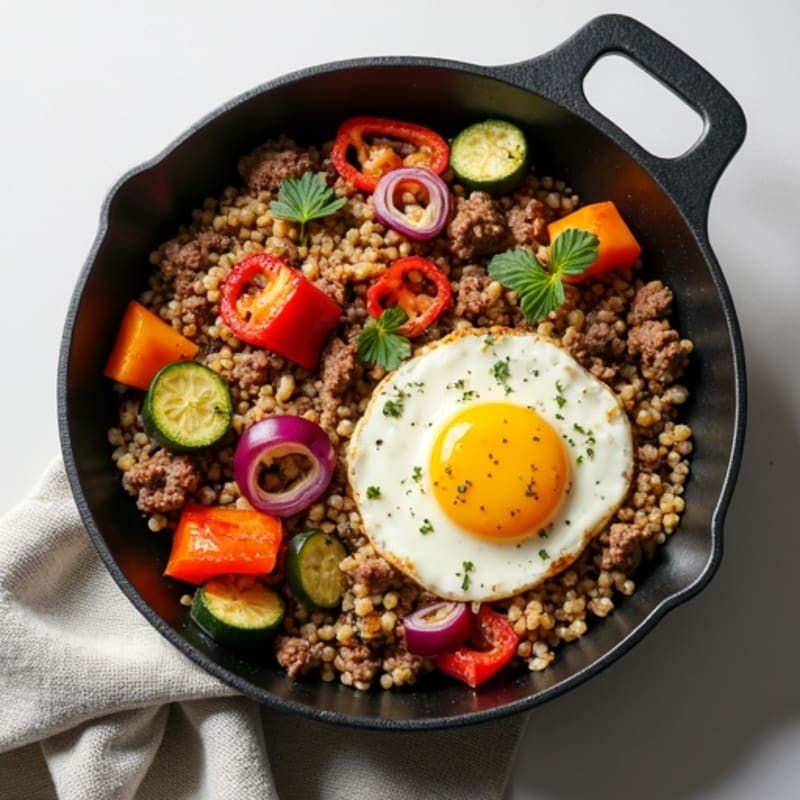 Herb-Seasoned Lean Ground Beef Skillet with Roasted Vegetables