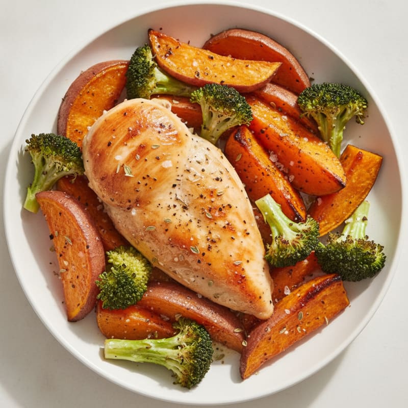 Simple Baked Chicken and Roasted Vegetables
