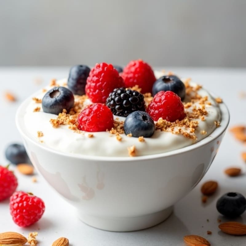 Creamy Greek Yogurt Protein Parfait with Mixed Berries and Almonds