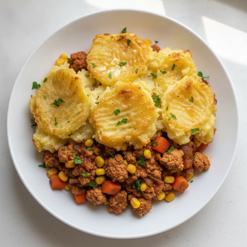 Ground Turkey Shepherd's Pie with Potato Topping
