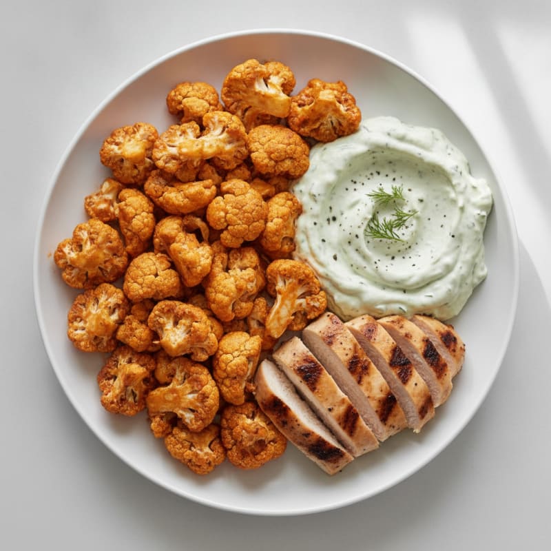 Buffalo Cauliflower Bites with Ranch Dip