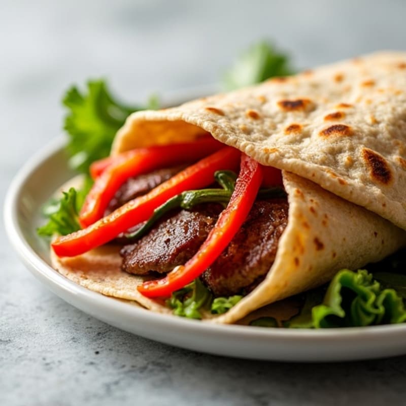 Steak and Bell Pepper Crispy Whole Wheat Wraps