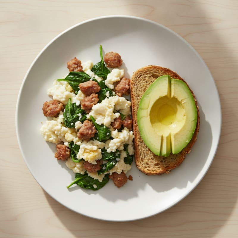 Egg White Scramble with Spinach and Turkey Sausage