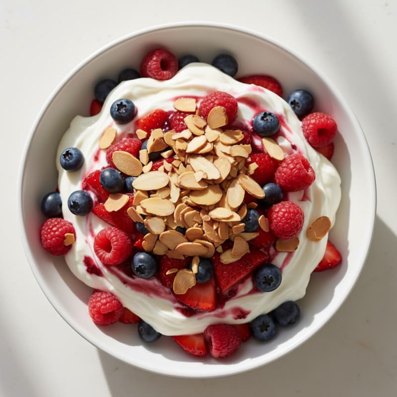 Greek Yogurt Protein Parfait with Berries and Almonds