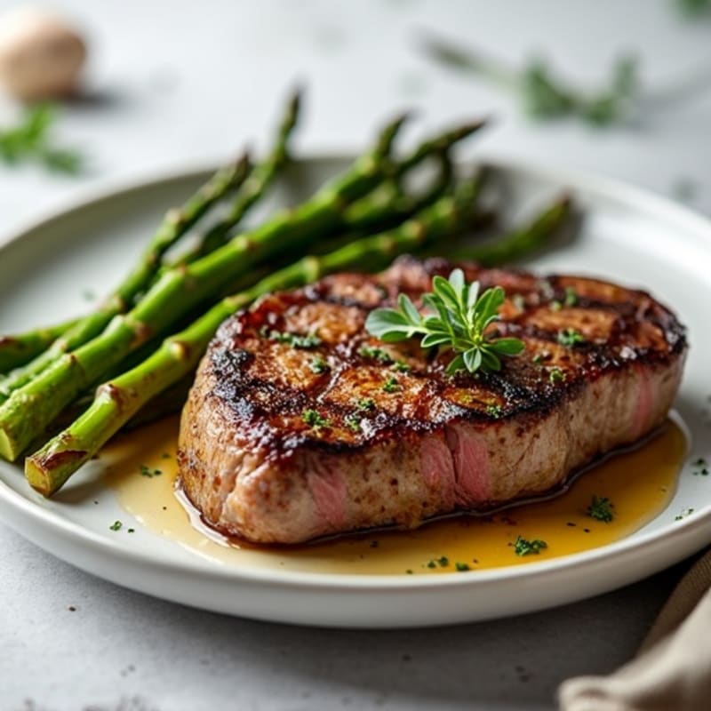 Pan-Seared Steak with Crispy Roasted Asparagus