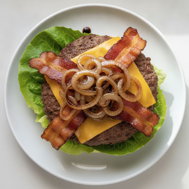 Double Bacon Cheeseburger with Caramelized Onions