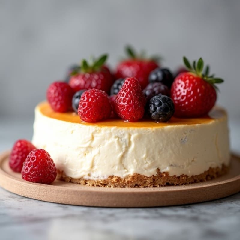 Silky Ricotta Protein Cheesecake with Fresh Berries