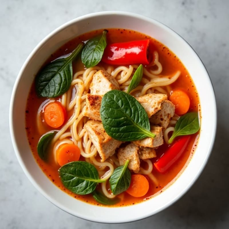 Spicy Sriracha Chicken and Vegetable Noodle Soup