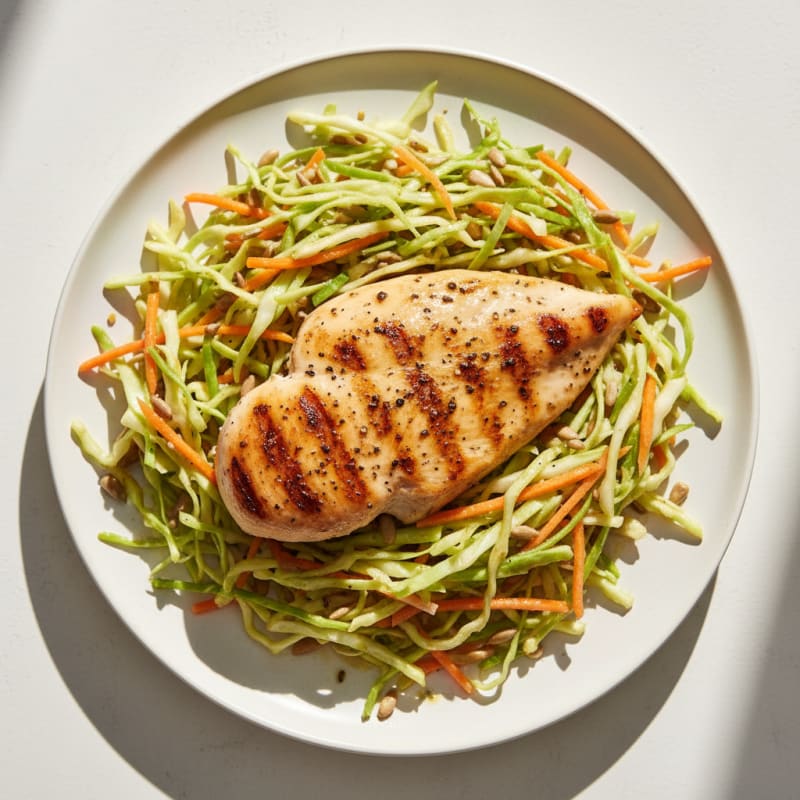 Grilled Chicken Breast with Crunchy Cabbage Slaw