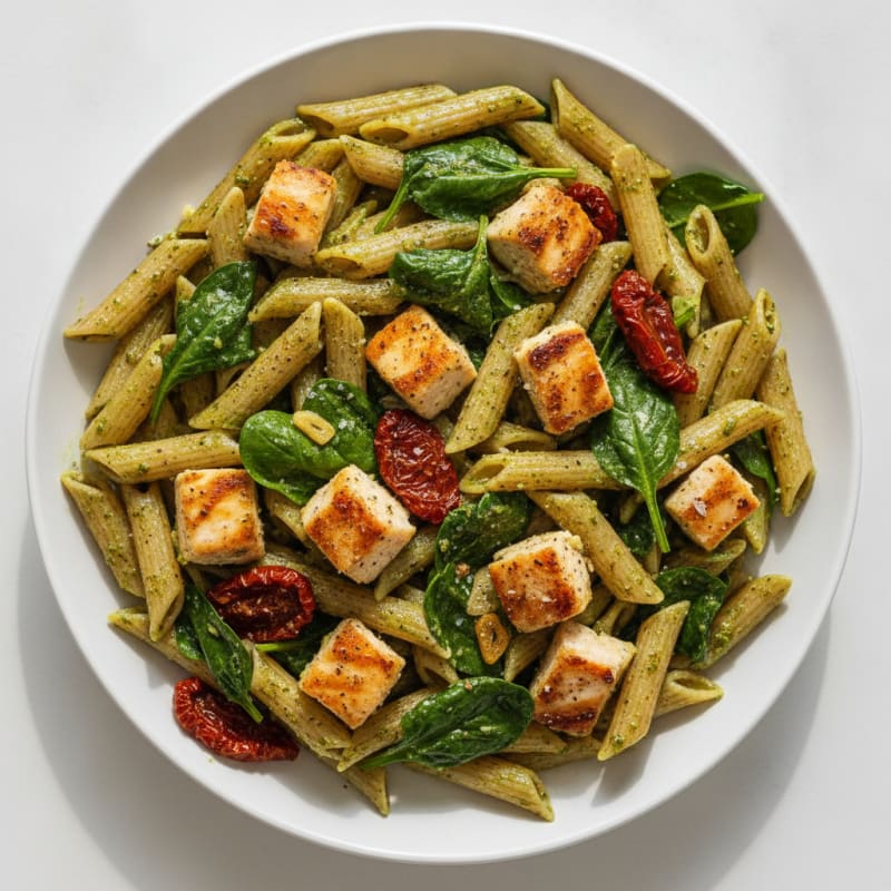 Pesto Chicken Pasta with Sun-Dried Tomatoes