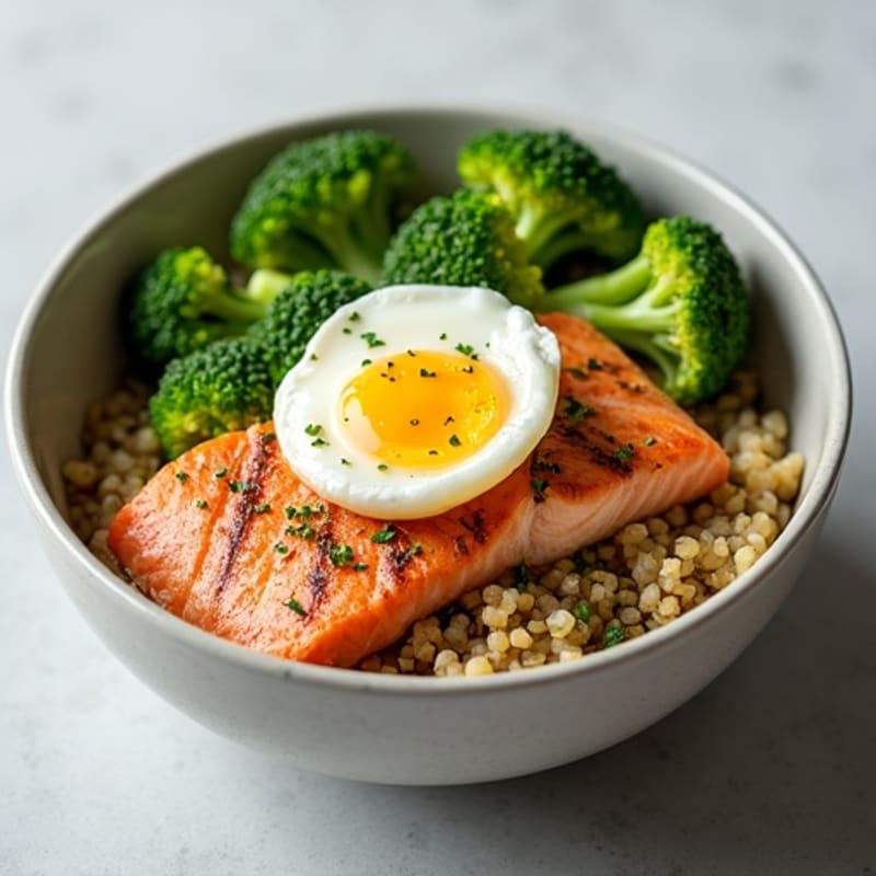Grilled Salmon with Broccoli and Quinoa Bowl