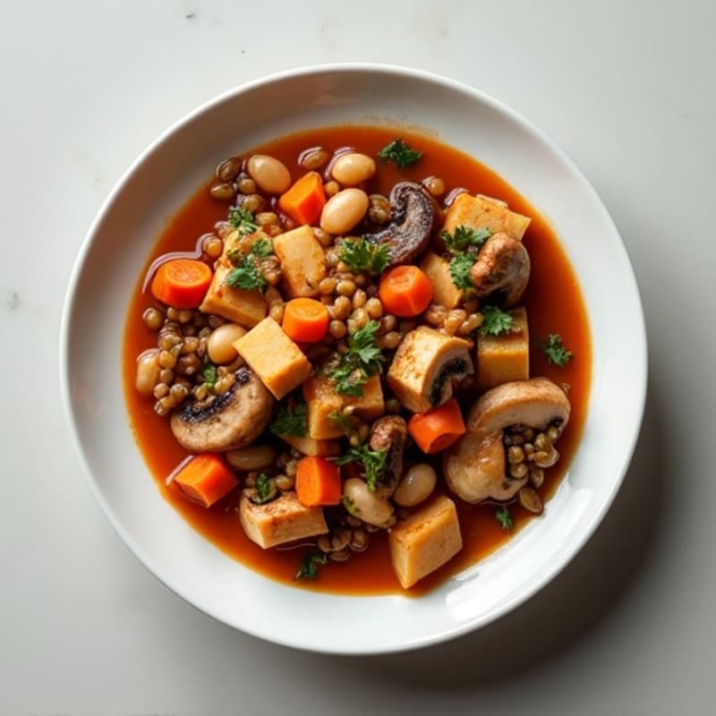 Tender Mushroom and Root Vegetable Stew with Savory Red Wine Sauce