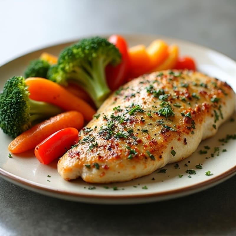 Herb-Crusted Pan Seared Chicken with Roasted Vegetables