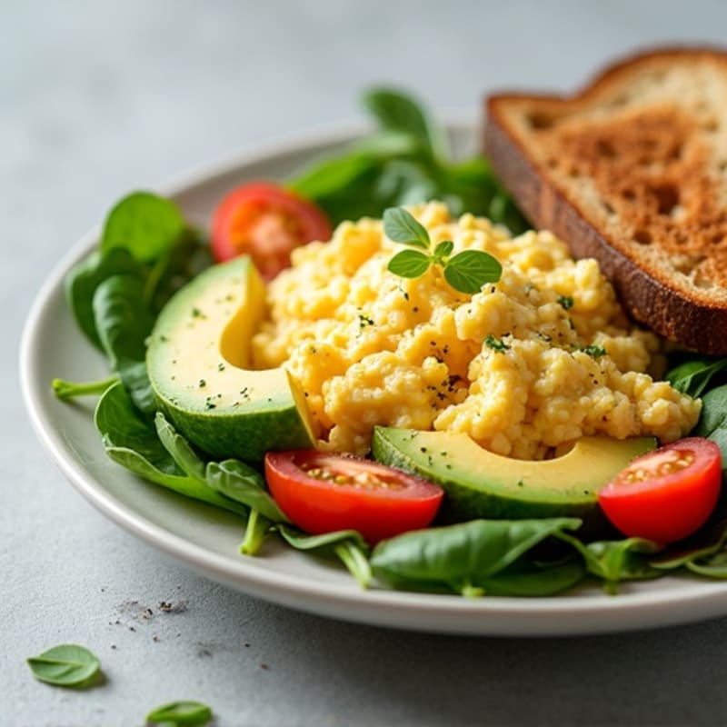Egg White and Cottage Cheese Scramble with Spinach and Tomatoes