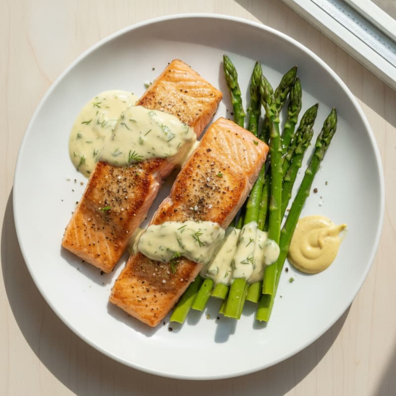 Air-Fried Salmon with Lemon-Dill Sauce