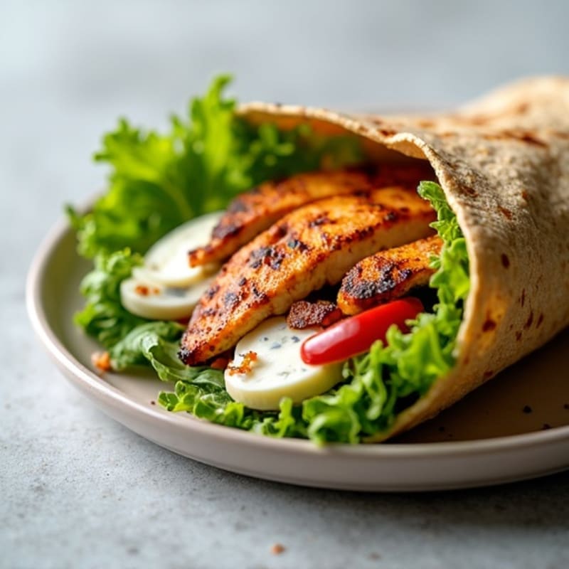 Grilled Chicken Farmers Wrap with Greek Yogurt Sauce