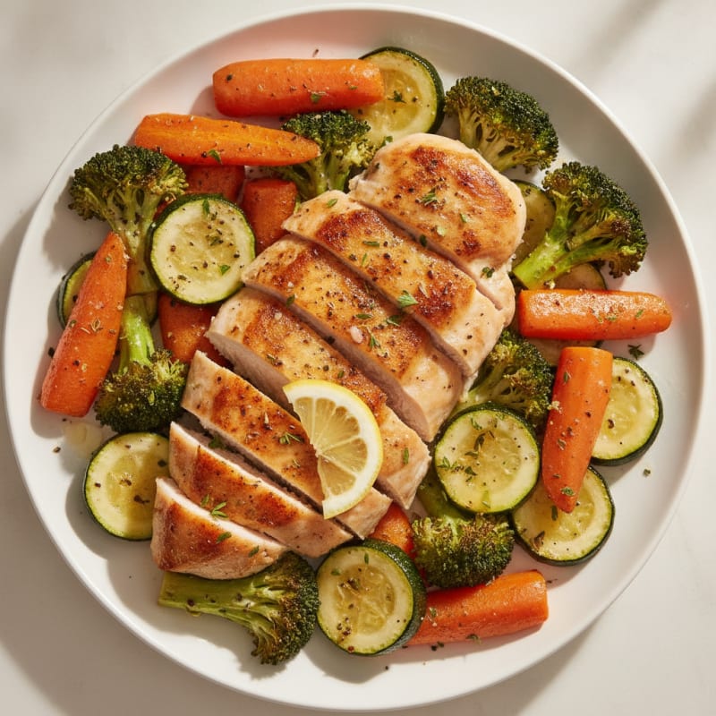 Pan-Seared Chicken with Roasted Vegetables