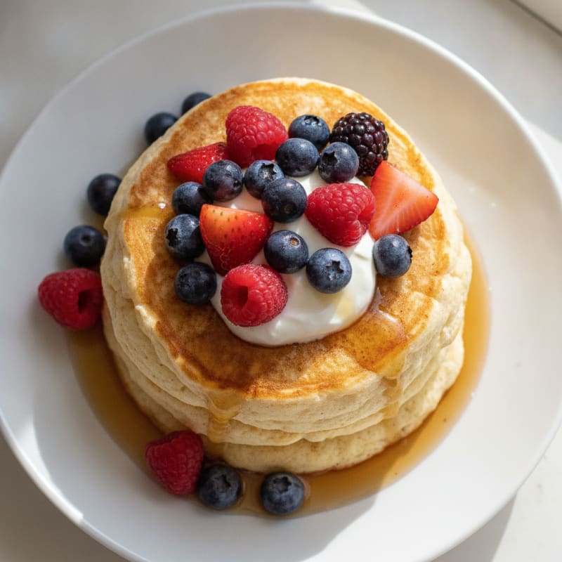 Fluffy Egg Pancakes with Berries
