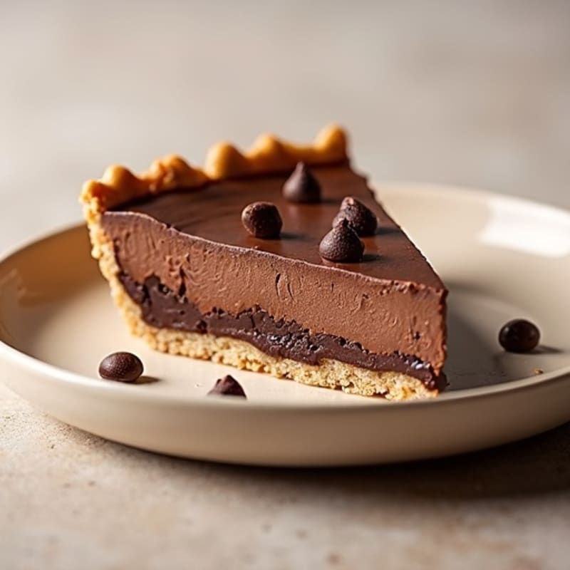 No-Bake Dark Chocolate Peanut Butter Protein Pie