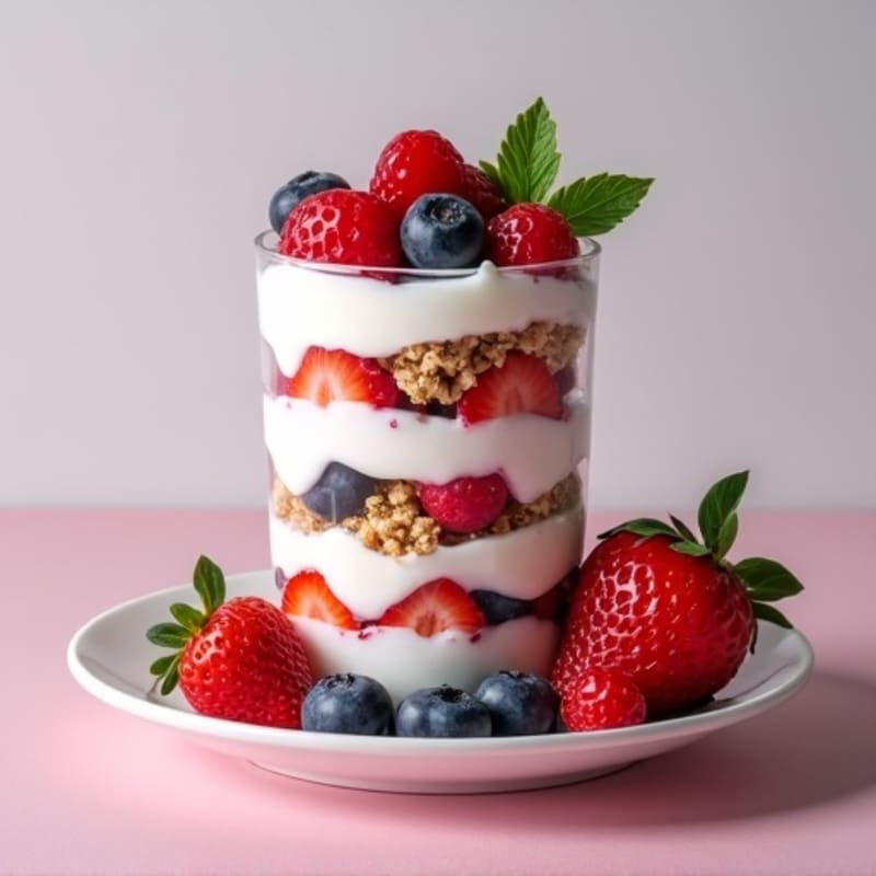 Greek Yogurt Protein Parfait with Mixed Berries