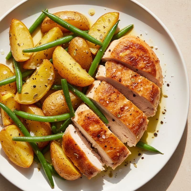 Crispy Roasted Chicken and Zesty Potatoes