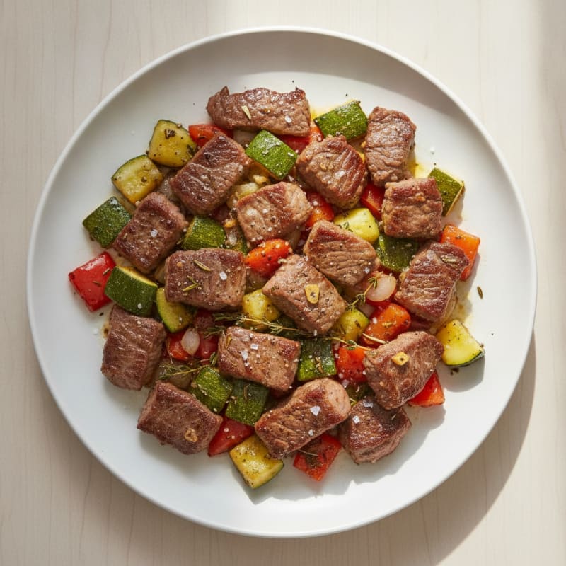 Garlic Herb Diced Beef Skillet