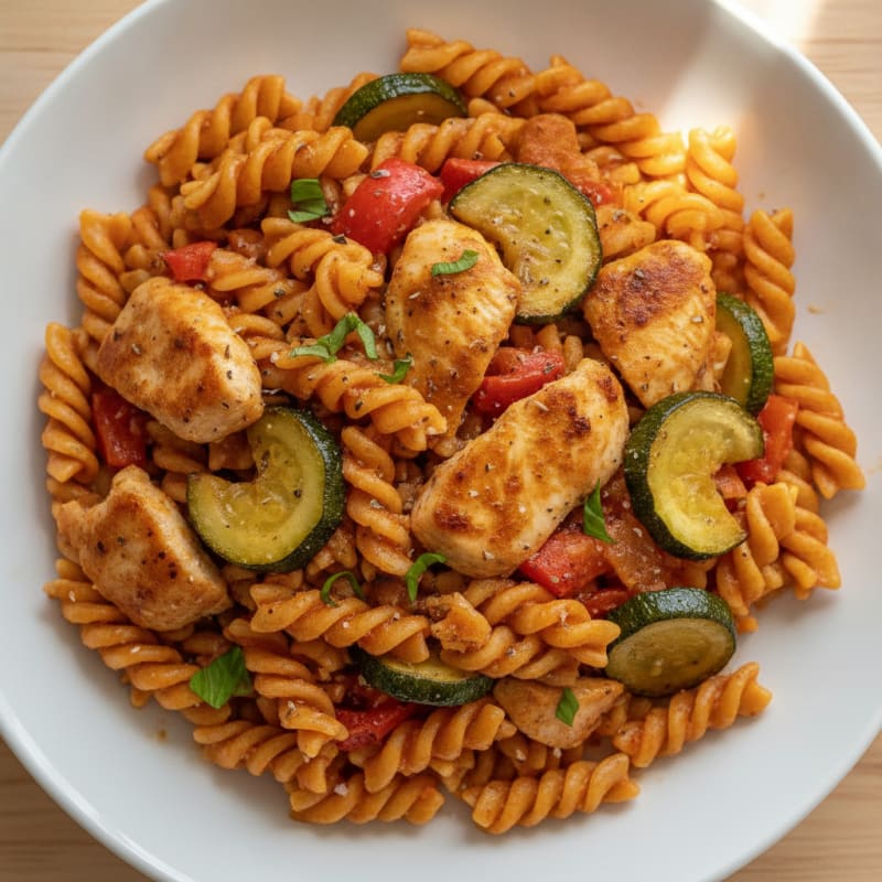 Tomato Basil Pasta with Roasted Vegetables