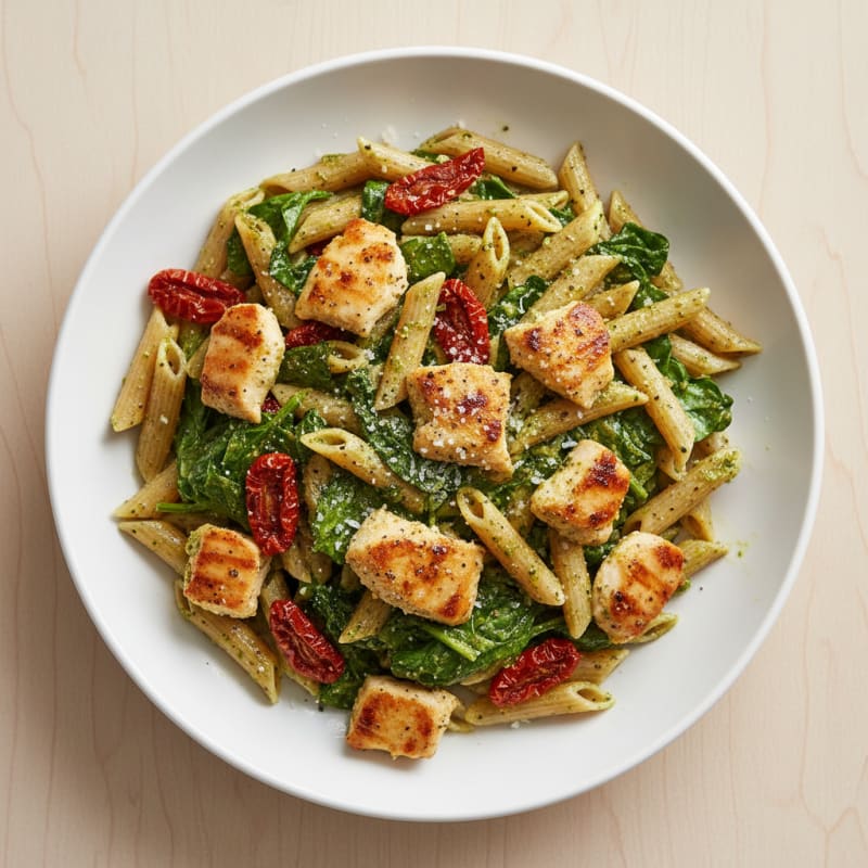 Pesto Chicken Pasta with Sun-Dried Tomatoes